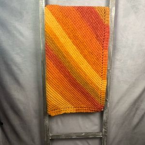 NWT Handmade Orange Variegated Chenille Throw Blanket